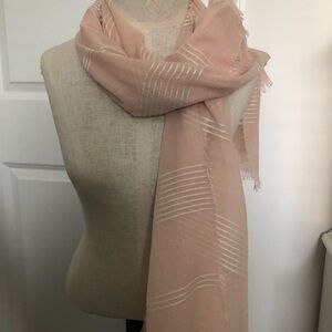 NWOT Semi-Sheer Blush Embroidered Striped Scarf